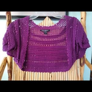 Vintage Betsey Johnson Knitted Purple Sequined Sweater Shrug